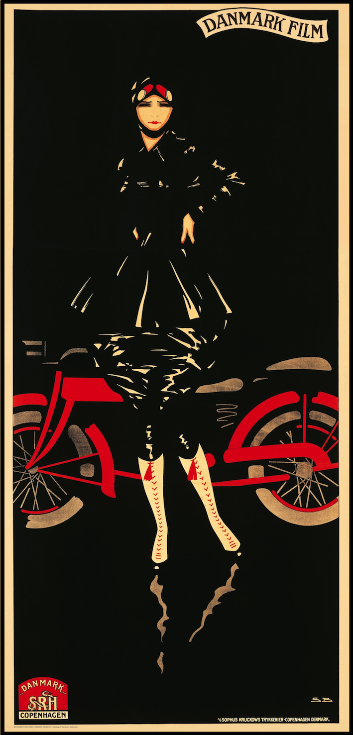 Økonomisk Punktlighed medaljevinder Brasch, Danmark Film, Motorcykeldame 1917 - Plakater - Permild & Rosengreen
