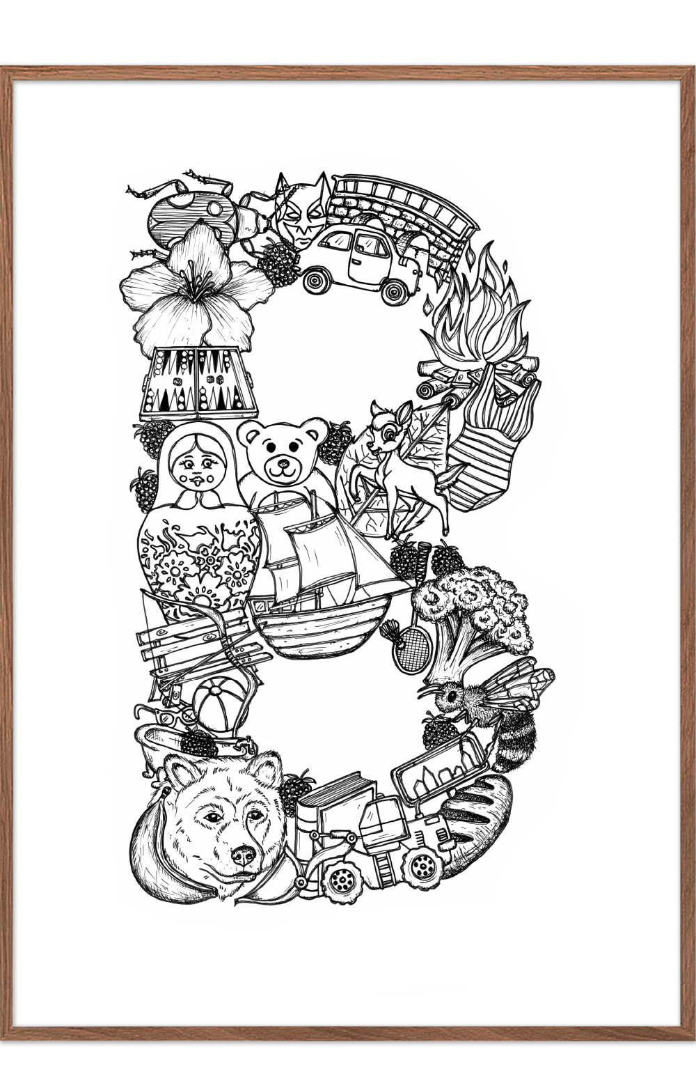 B - Letter Doodle - Posters For Kids - Permild & Rosengreen