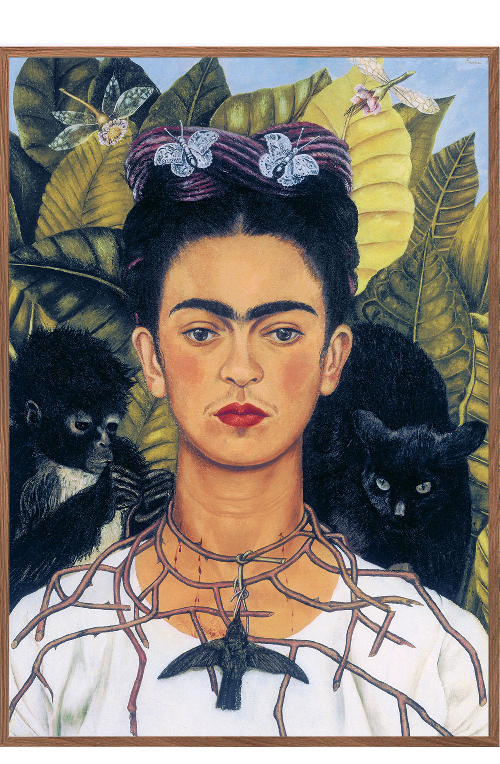 couscous punkt dedikation Frida Kahlo. Selvportræt med kolibri og tornekæde | Køb plakat