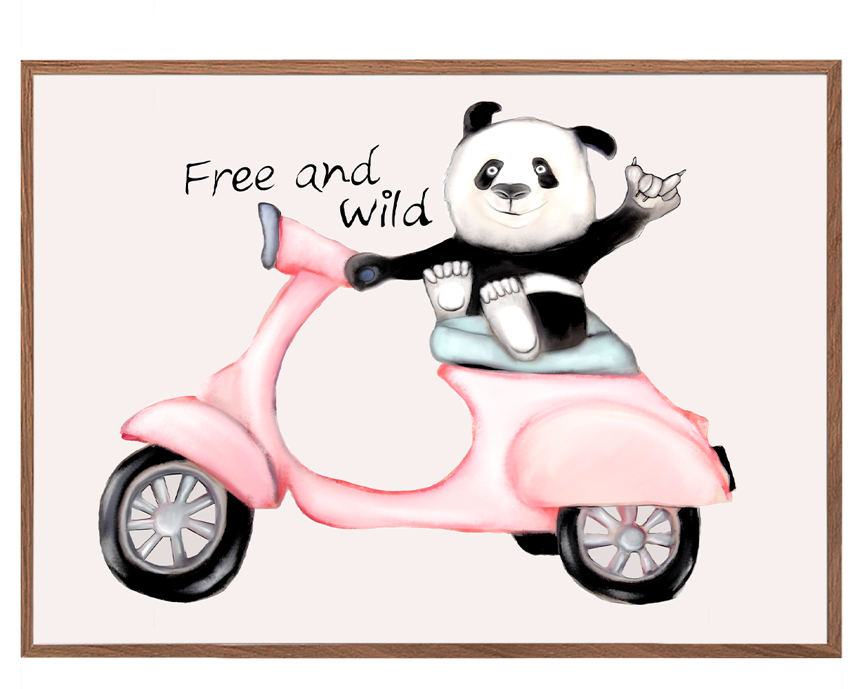 Panda på scooter - Plakat med dyr | &