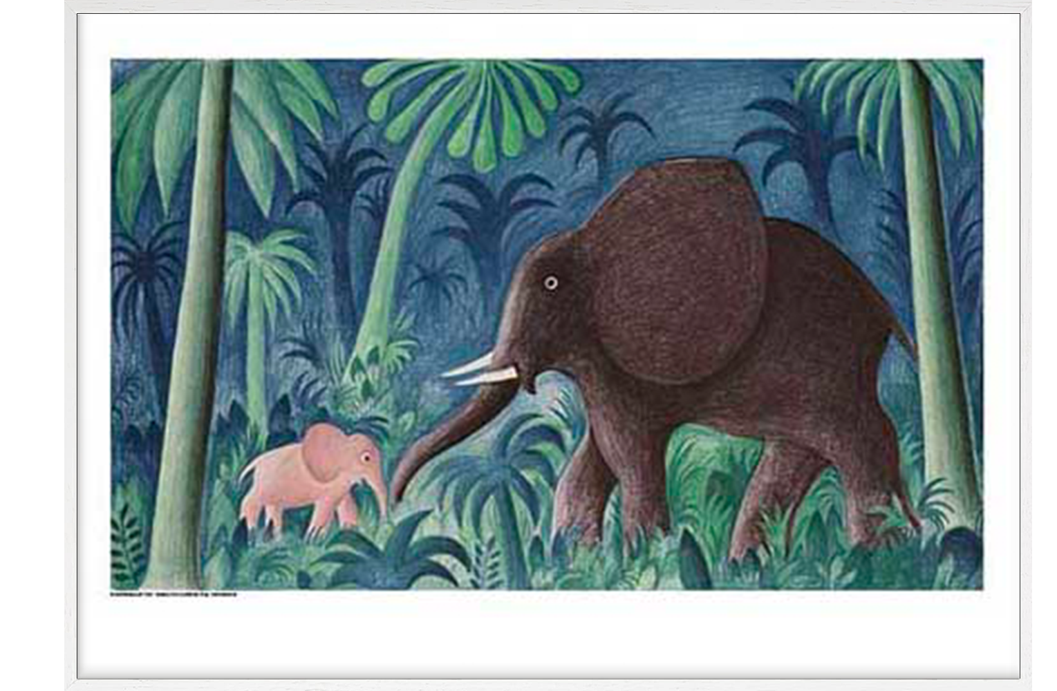 Hviske Afledning Continental Scherfig, 1. Elefant med unge - Plakater - Permild & Rosengreen
