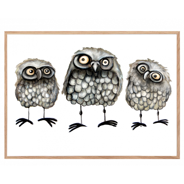 Tre ugler - Plakat med dyr