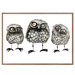 Tre ugler - Plakat med dyr