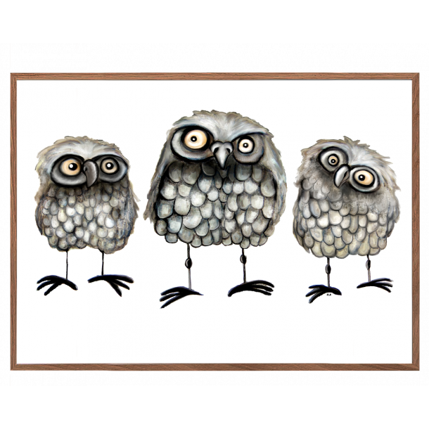 Tre ugler - Plakat med dyr