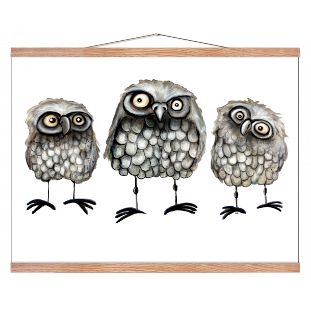 Tre ugler - Plakat med dyr