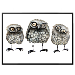 Tre ugler - Plakat med dyr
