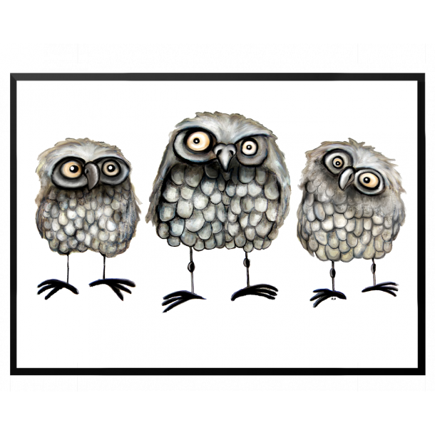 Tre ugler - Plakat med dyr