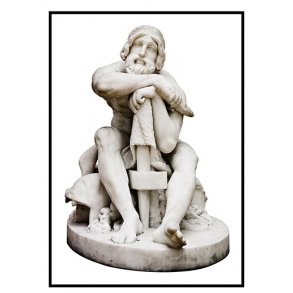 Freund, Thor sitzend, auf seinen Hammer gesttzt