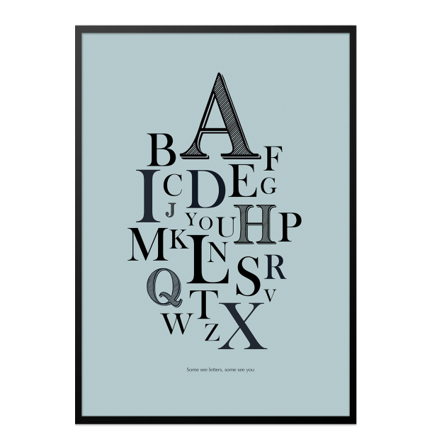 A-Z poster, Blue. Designplakat.