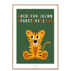 Tiger bogstav plakat - grn. ABC plakat.