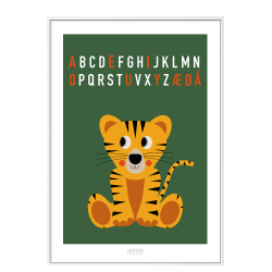 Tiger bogstav plakat - grn. ABC plakat.