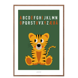 Tiger bogstav plakat - grn. ABC plakat.