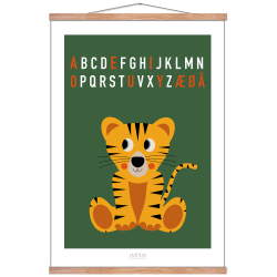 Tiger bogstav plakat - grn. ABC plakat.