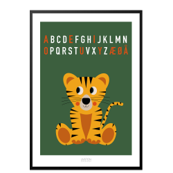 Tiger bogstav plakat - grn. ABC plakat.