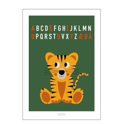 Tiger bogstav plakat - grn. ABC plakat.