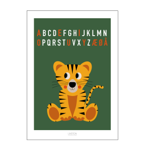 Tiger bogstav plakat - grn. ABC plakat.