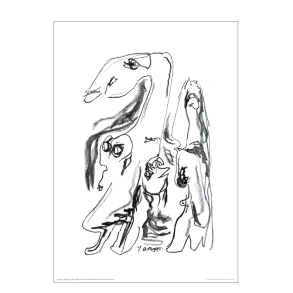 Asger Jorn . Schwarz-weies lithografisches Motiv