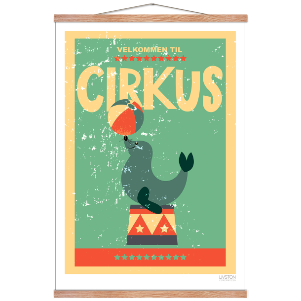 Cirkusplakat med slve. Brneplakat.