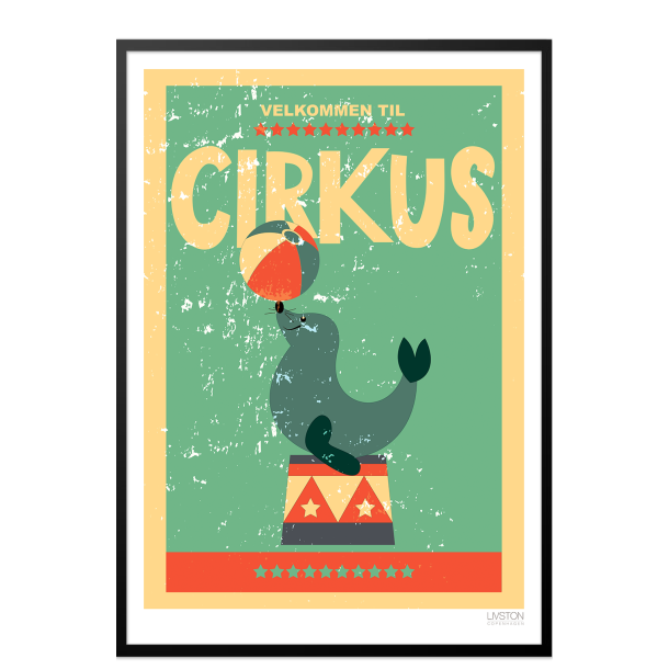 Cirkusplakat med slve. Brneplakat.