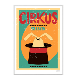 Cirkusplakat med kanin. Brneplakat.
