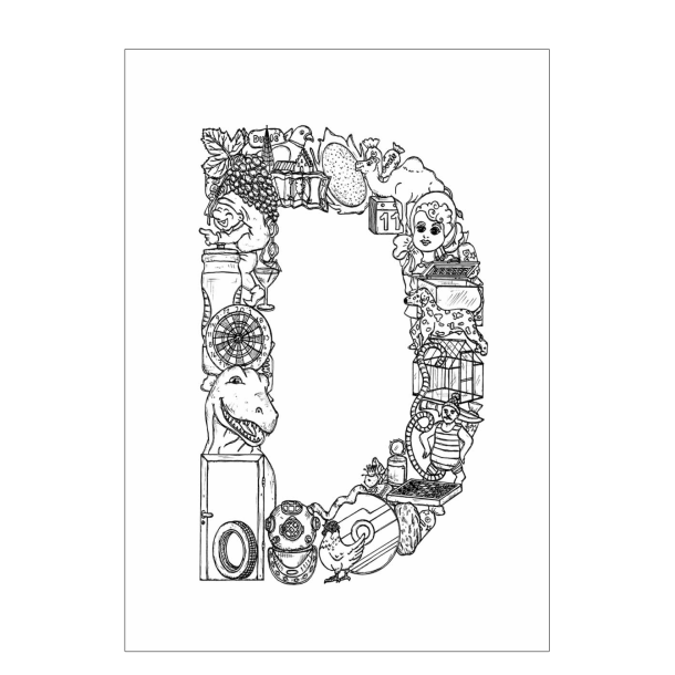 D - Buchstabe doodle