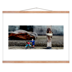 Dame fanger dreng. Fotokunst. Fotoplakat.