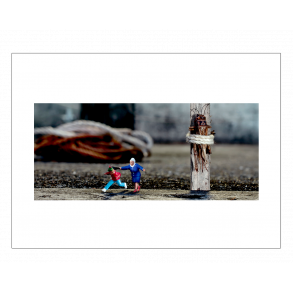 Dame fanger dreng. Fotokunst. Fotoplakat.