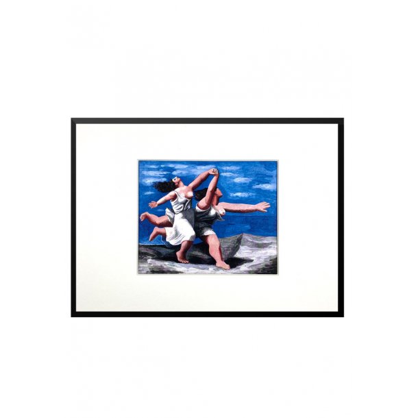 Little Picasso "Two women running at the beach" with passepartout and frame