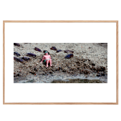 Dukke mand p strand. Fotokunst. Fotoplakat.