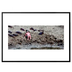 Dukke mand p strand. Fotokunst. Fotoplakat.