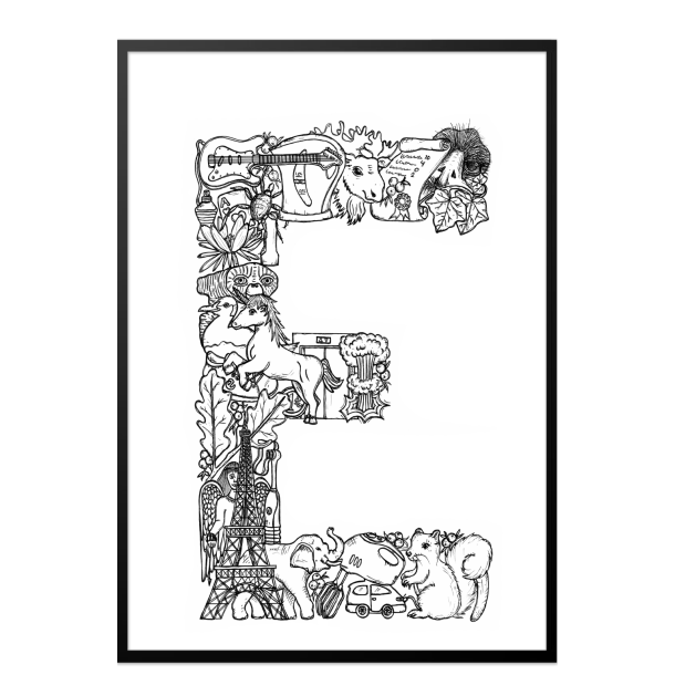 E - Bogstav doodle