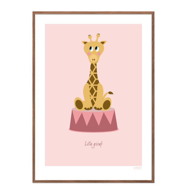Brneplakat med giraf i cirkus (Lyserd)