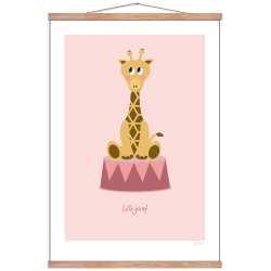 Brneplakat med giraf i cirkus (Lyserd)