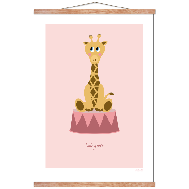 Brneplakat med giraf i cirkus (Lyserd)