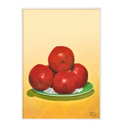 Plakat med granatbler p grn tallerken