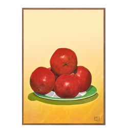 Plakat med granatbler p grn tallerken