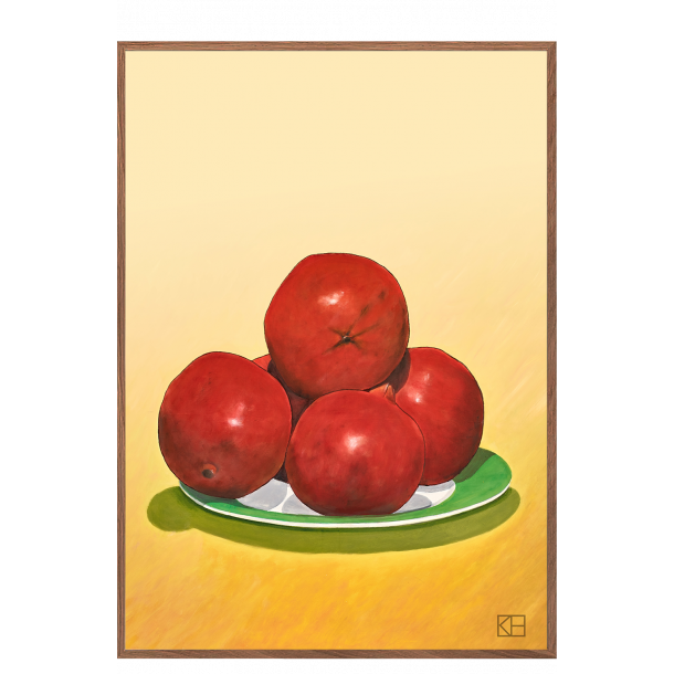 Plakat med granatbler p grn tallerken