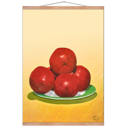 Plakat med granatbler p grn tallerken