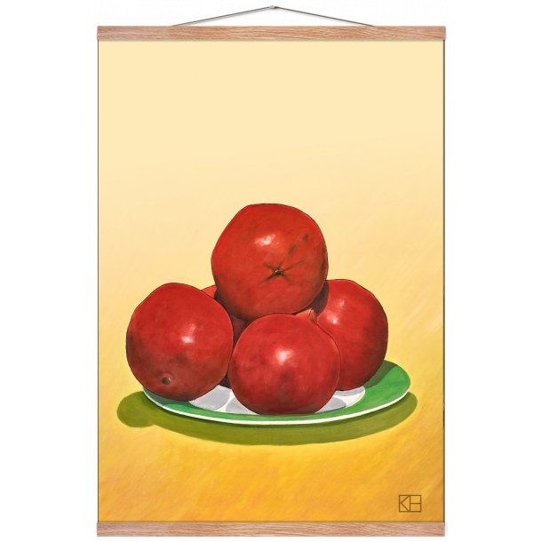 Plakat med granatbler p grn tallerken