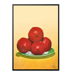 Plakat med granatbler p grn tallerken