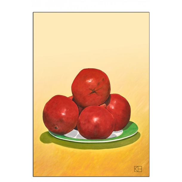 Poster with pomegranates on green plate