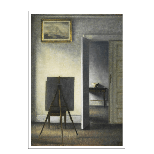 Hammershi, Interior with the artist's easel, 1910