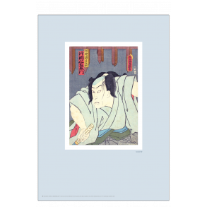 Japanischer Holzschnitt. Kunisada. Pastellblau