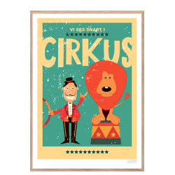 Cirkusplakat med lve. Brneplakat.