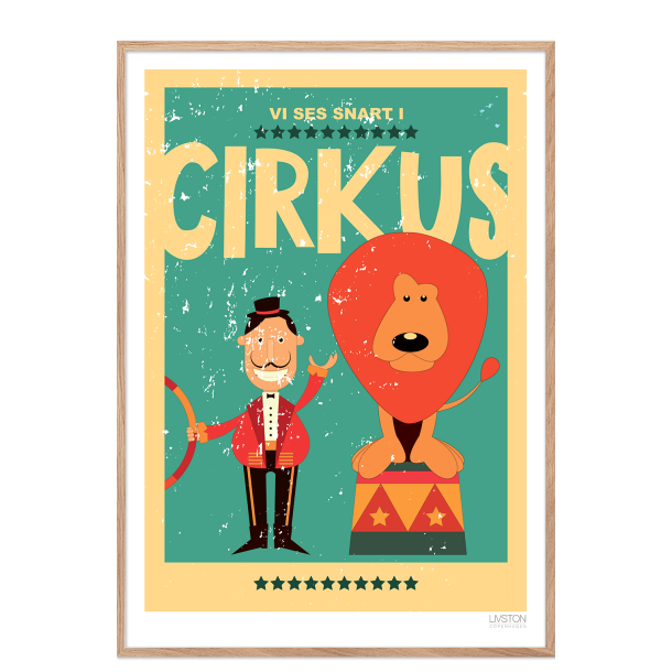 Cirkusplakat med lve. Brneplakat.