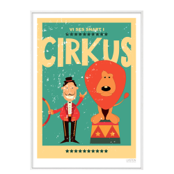 Cirkusplakat med lve. Brneplakat.