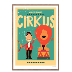 Cirkusplakat med lve. Brneplakat.