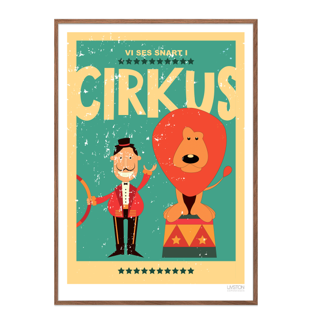 Cirkusplakat med lve. Brneplakat.