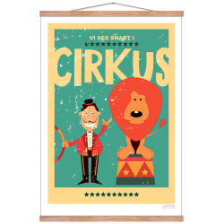 Cirkusplakat med lve. Brneplakat.