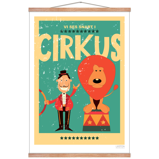 Cirkusplakat med lve. Brneplakat.